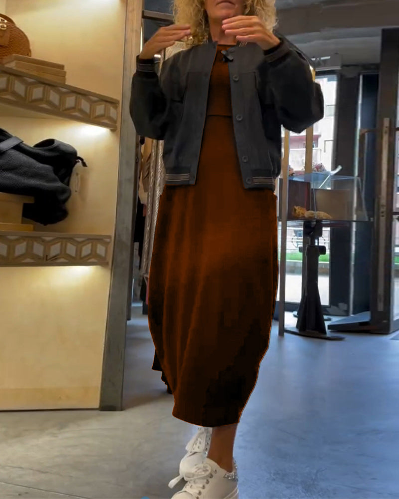 Maxi Dress for Women with Long Sleeves and Round Neck Design - 7 - Stylewhipped