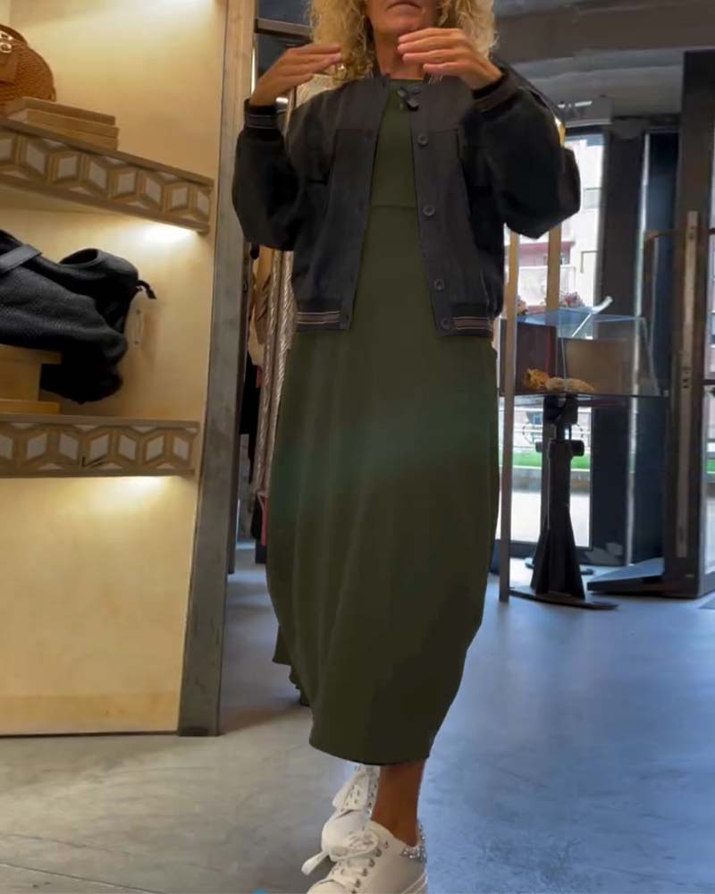 Maxi Dress for Women with Long Sleeves and Round Neck Design - 14 - Stylewhipped