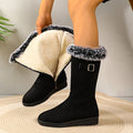 Women's Chic Knee-High Boots with Faux Fur Trim and Zip Fastening - 1 - Stylewhipped