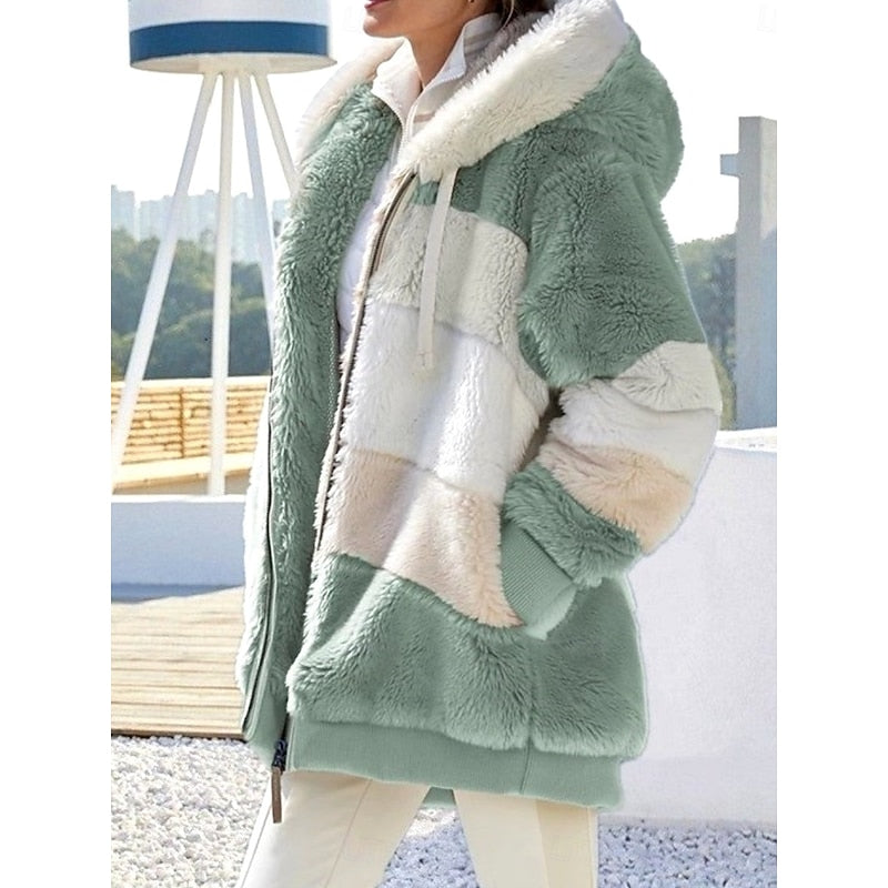 Hooded Women's Jacket with Colour Block Design and Zip Closure - 1 - Stylewhipped