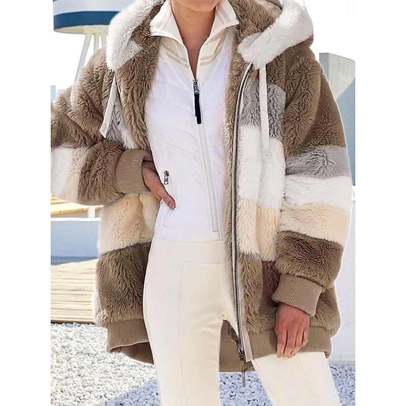 Hooded Women's Jacket with Colour Block Design and Zip Closure - 2 - Stylewhipped