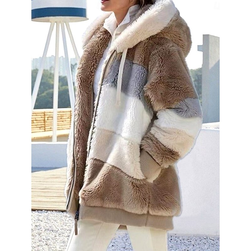 Hooded Women's Jacket with Colour Block Design and Zip Closure - 3 - Stylewhipped