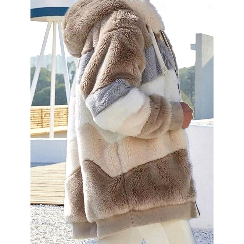 Hooded Women's Jacket with Colour Block Design and Zip Closure - 4 - Stylewhipped