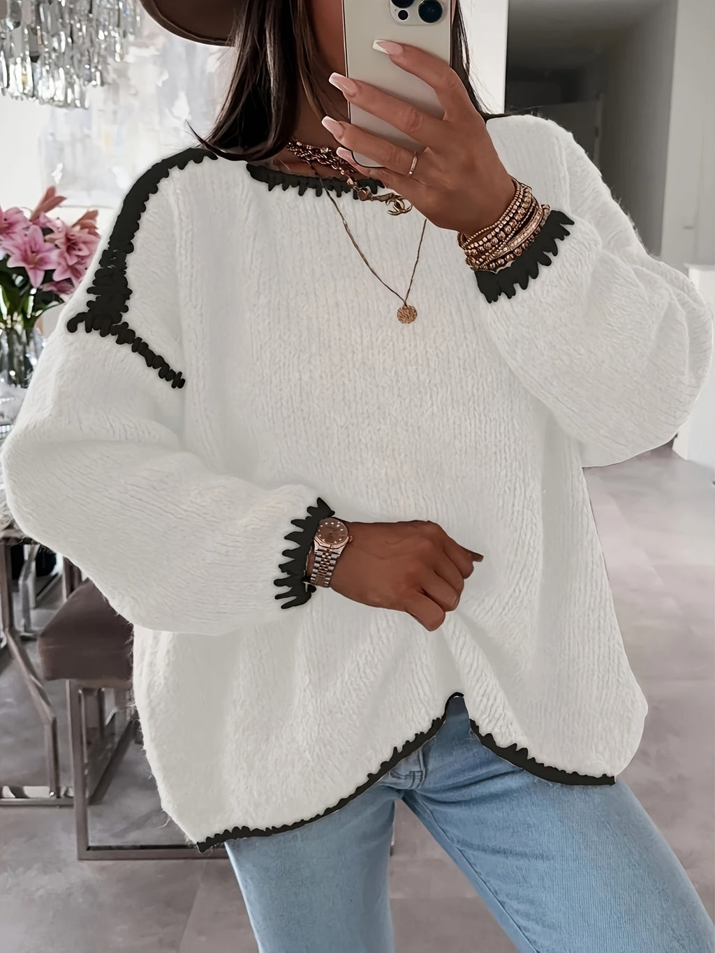 Women's Pullover with Casual Cut and Boat Neck - 6 - Stylewhipped