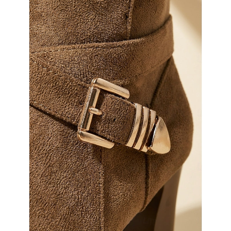 Ankle Boots for Women with Block Heel and Buckle Detail - 7 - Stylewhipped