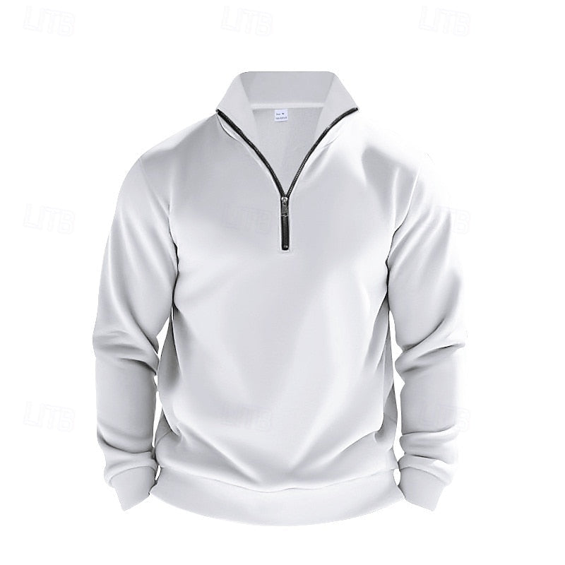 Men's Zip-Up Pullover with High Collar - 2 - Stylewhipped