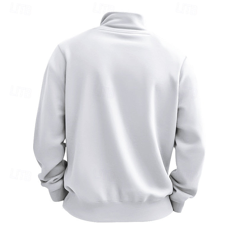 Men's Zip-Up Pullover with High Collar - 3 - Stylewhipped