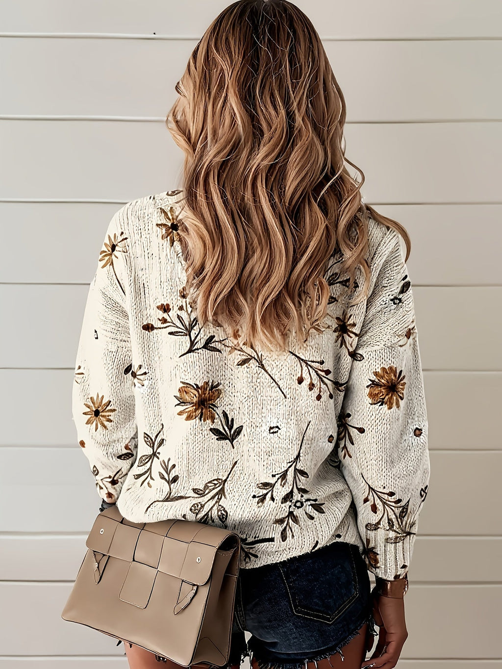 Floral Print Women's V-Neck Pullover with Relaxed Fit - 3 - Stylewhipped