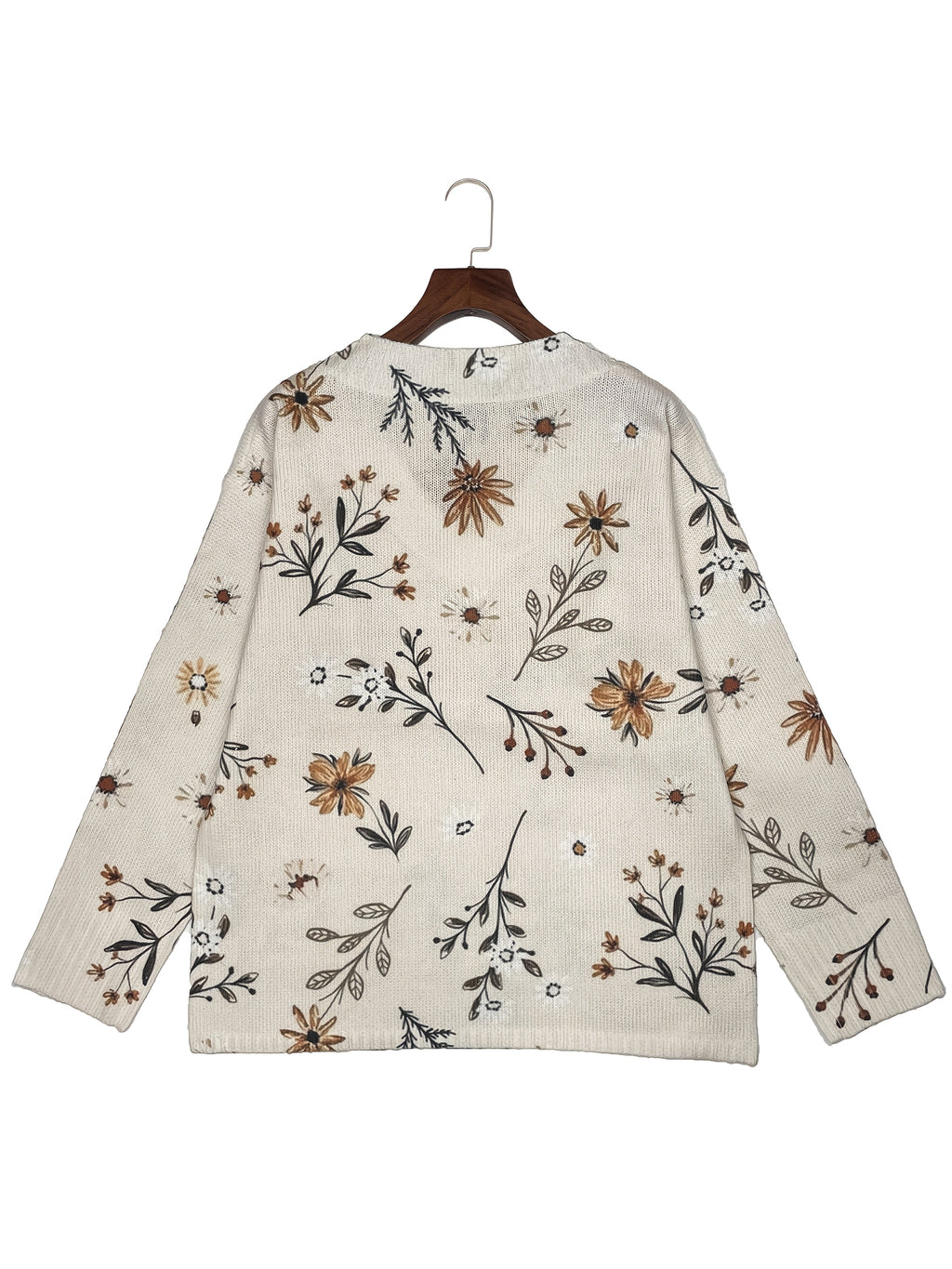 Floral Print Women's V-Neck Pullover with Relaxed Fit - 5 - Stylewhipped