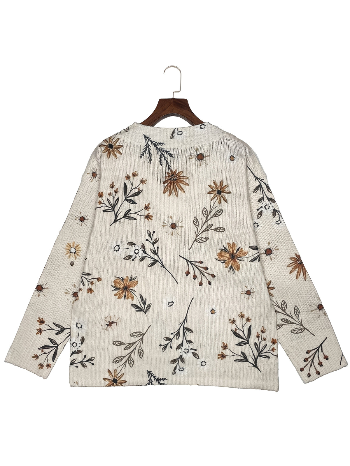 Floral Print Women's V-Neck Pullover with Relaxed Fit - 5 - Stylewhipped