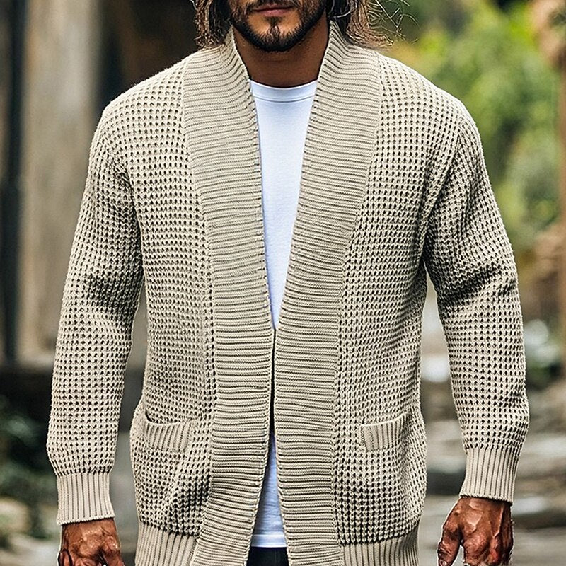 Men's Cardigan with Open Front and Pockets - 1 - Stylewhipped