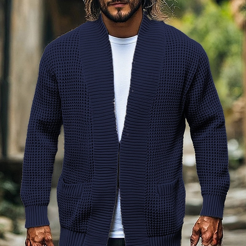 Men's Cardigan with Open Front and Pockets - 4 - Stylewhipped