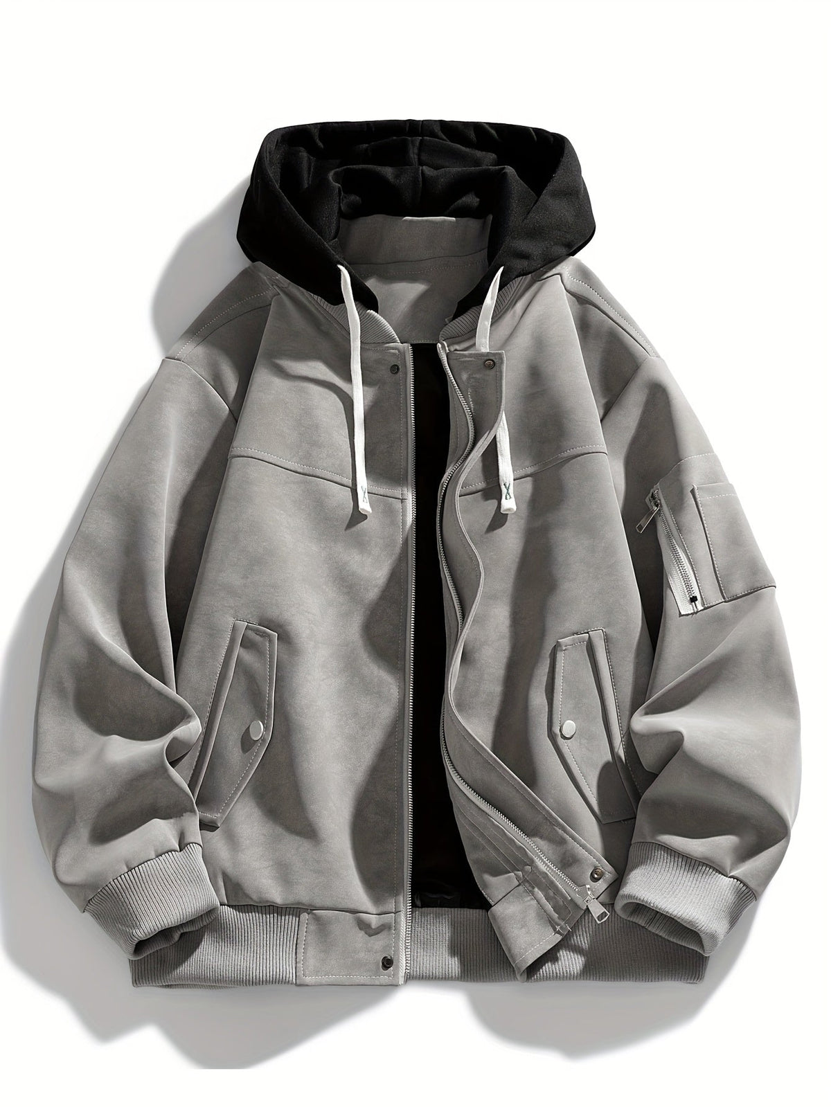 Women's Oversized Hooded Jacket with Functional Pockets - 8 - Stylewhipped
