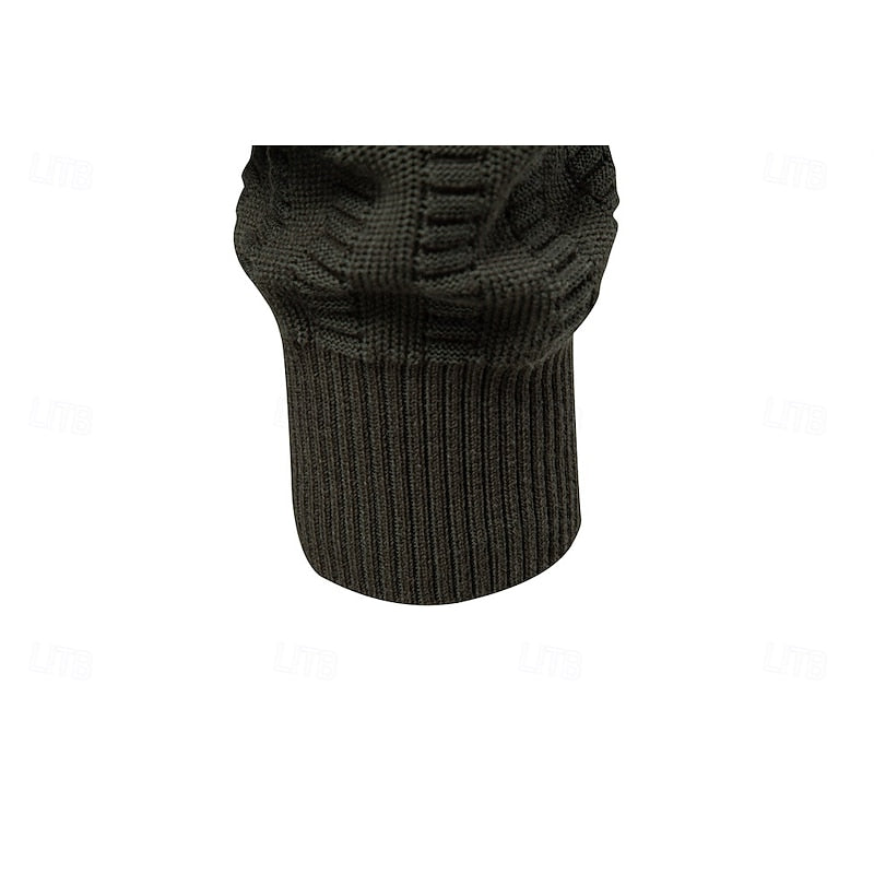 Men's Pullover with Stand-Up Collar and Zip in Olive Green - 6 - Stylewhipped