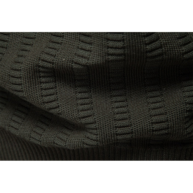 Men's Pullover with Stand-Up Collar and Zip in Olive Green - 9 - Stylewhipped