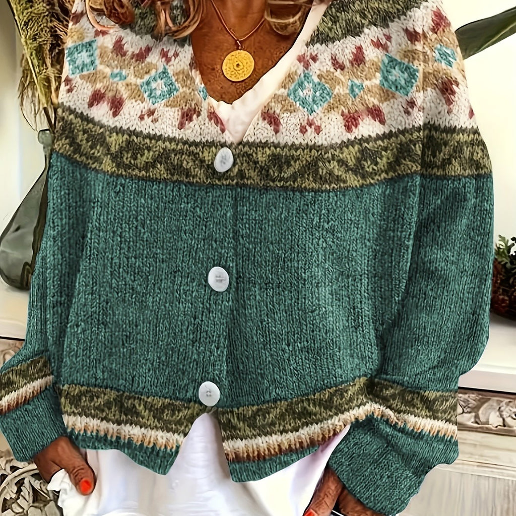 Cardigan Women’s Relaxed Fit with Button Front and Patterned Design - 5 - Stylewhipped