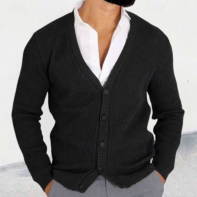 Cardigan for Men - V-Neck, Button-Up, Fitted Silhouette - 1 - Stylewhipped