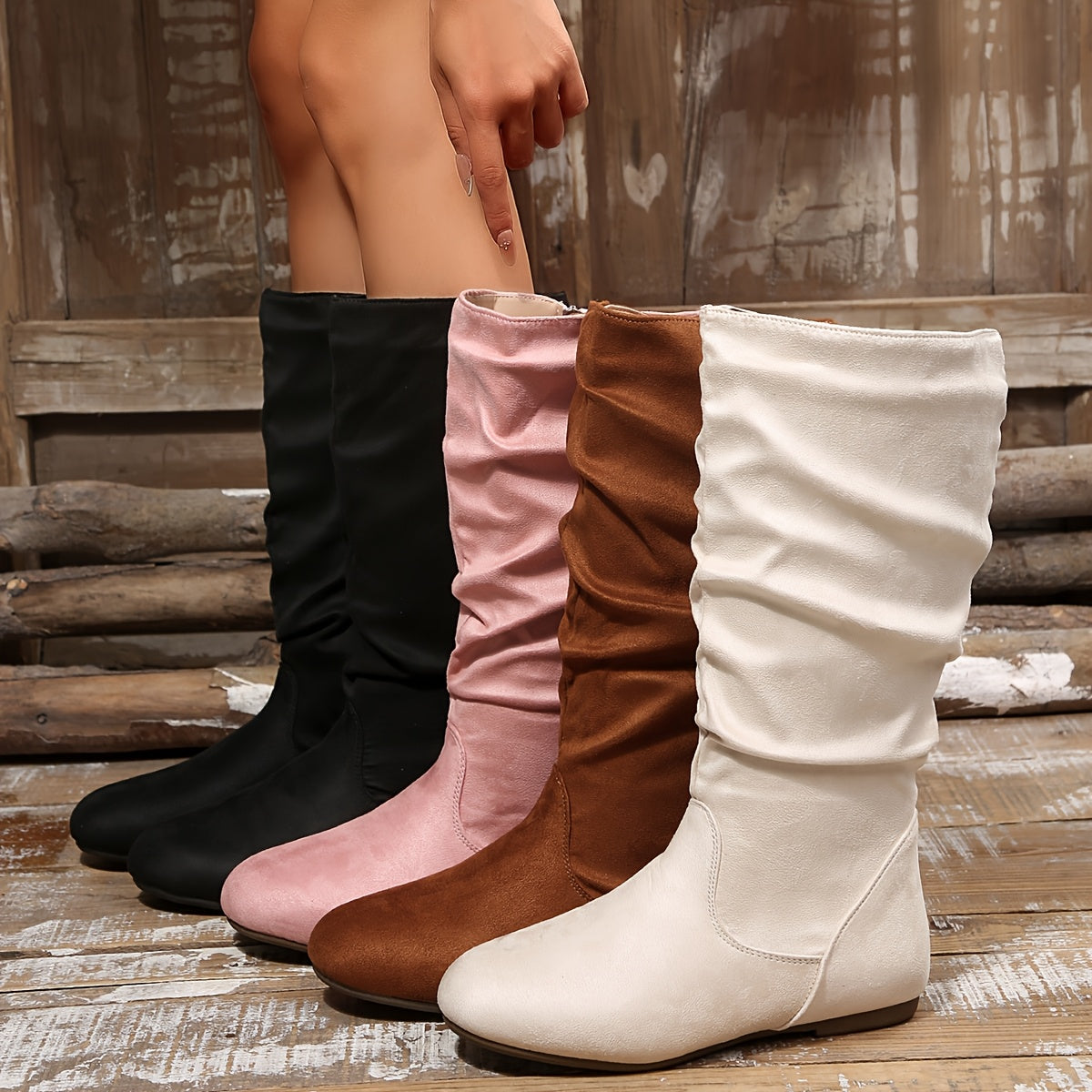 Slouchy Knee-High Boots for Women with Zip Closure - 11 - Stylewhipped