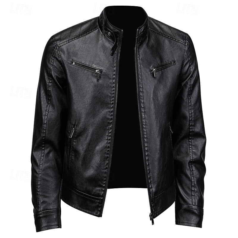 Biker Jacket Women's Fitted Style with Stand-Up Collar and Zip Pockets - 2 - Stylewhipped