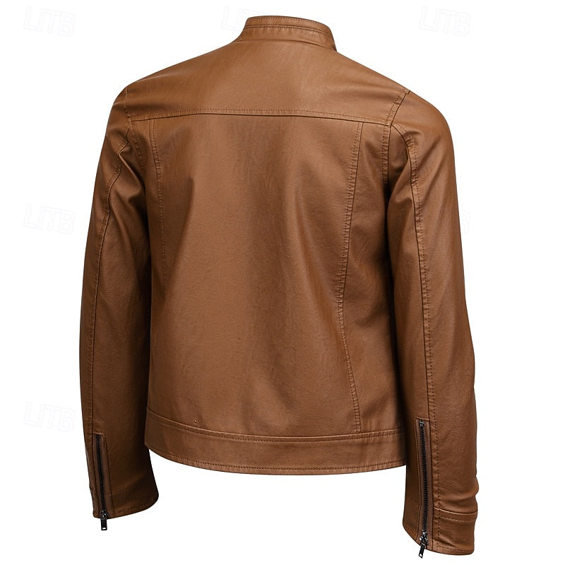 Biker Jacket Women's Fitted Style with Stand-Up Collar and Zip Pockets - 3 - Stylewhipped