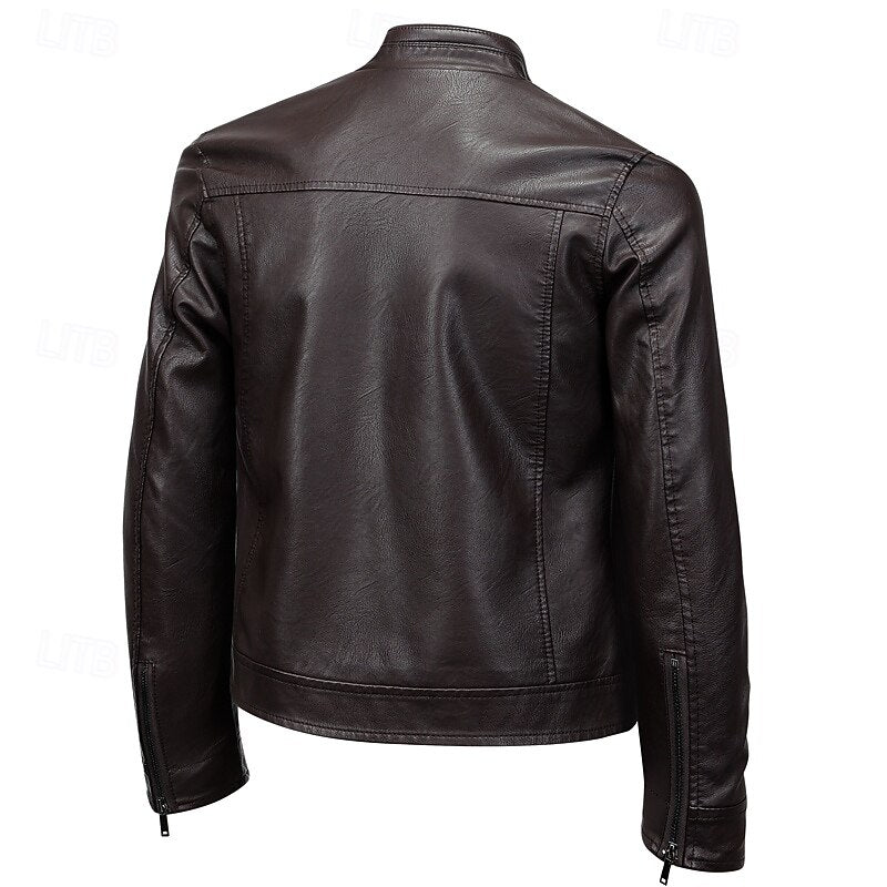 Biker Jacket Women's Fitted Style with Stand-Up Collar and Zip Pockets - 5 - Stylewhipped