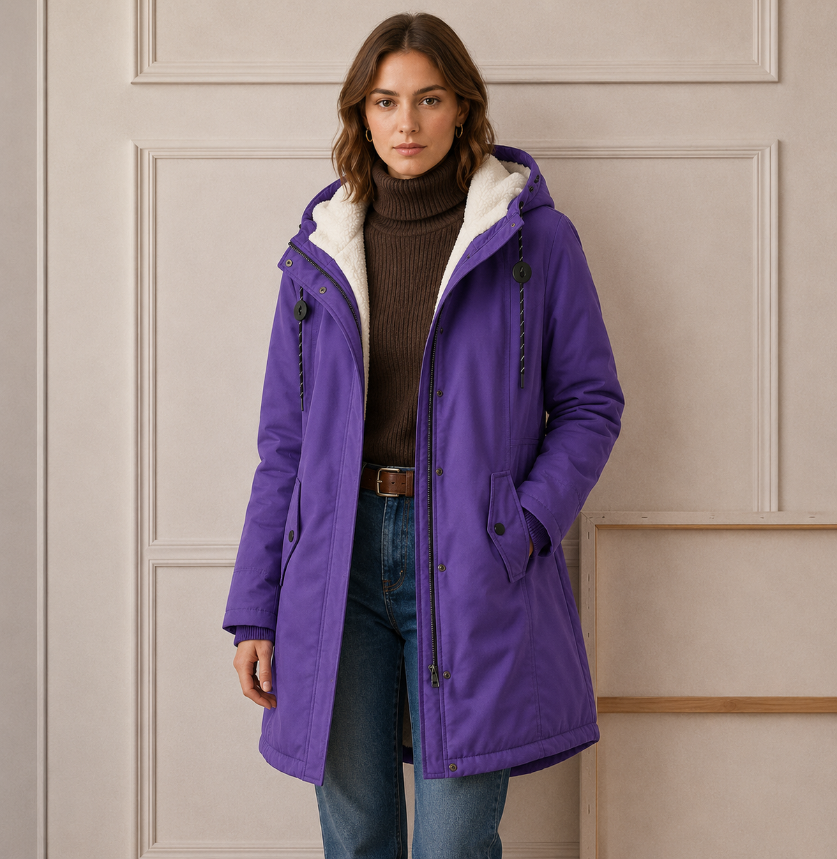 Winter Coat Women's Relaxed Fit with Hood and Pockets - 8 - Stylewhipped