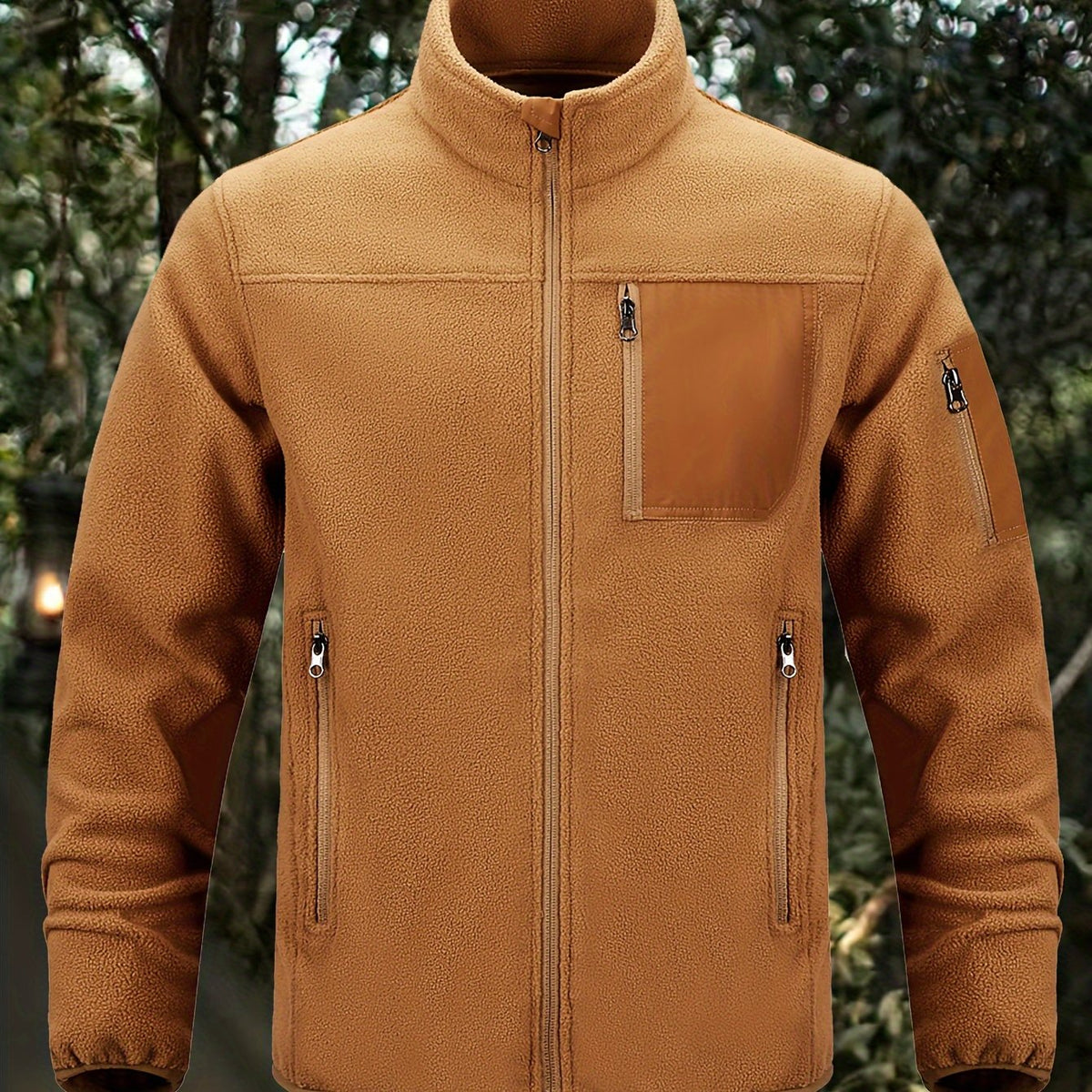 Stylish Fleece Jacket for Men with Stand-Up Collar and Functional Pockets - 1 - Stylewhipped