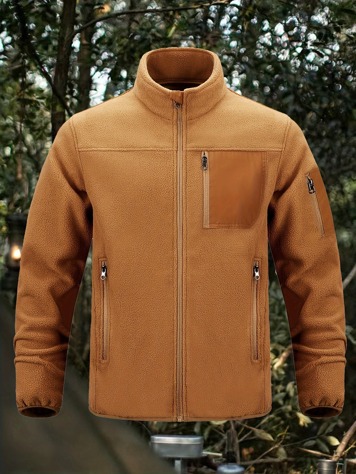 Stylish Fleece Jacket for Men with Stand-Up Collar and Functional Pockets - 2 - Stylewhipped