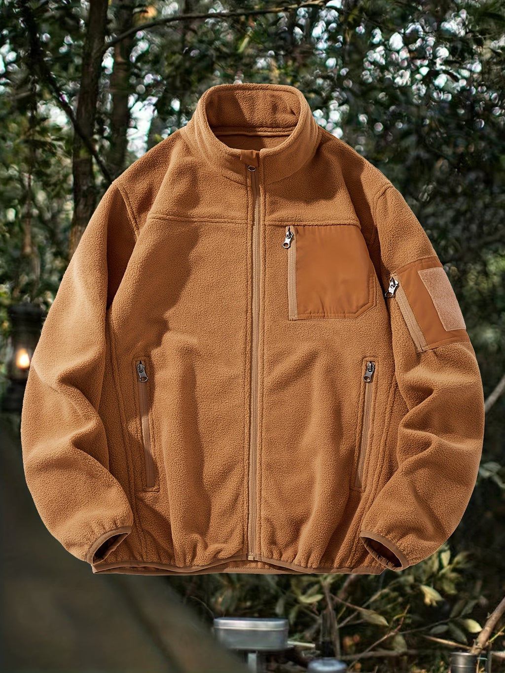 Stylish Fleece Jacket for Men with Stand-Up Collar and Functional Pockets - 4 - Stylewhipped
