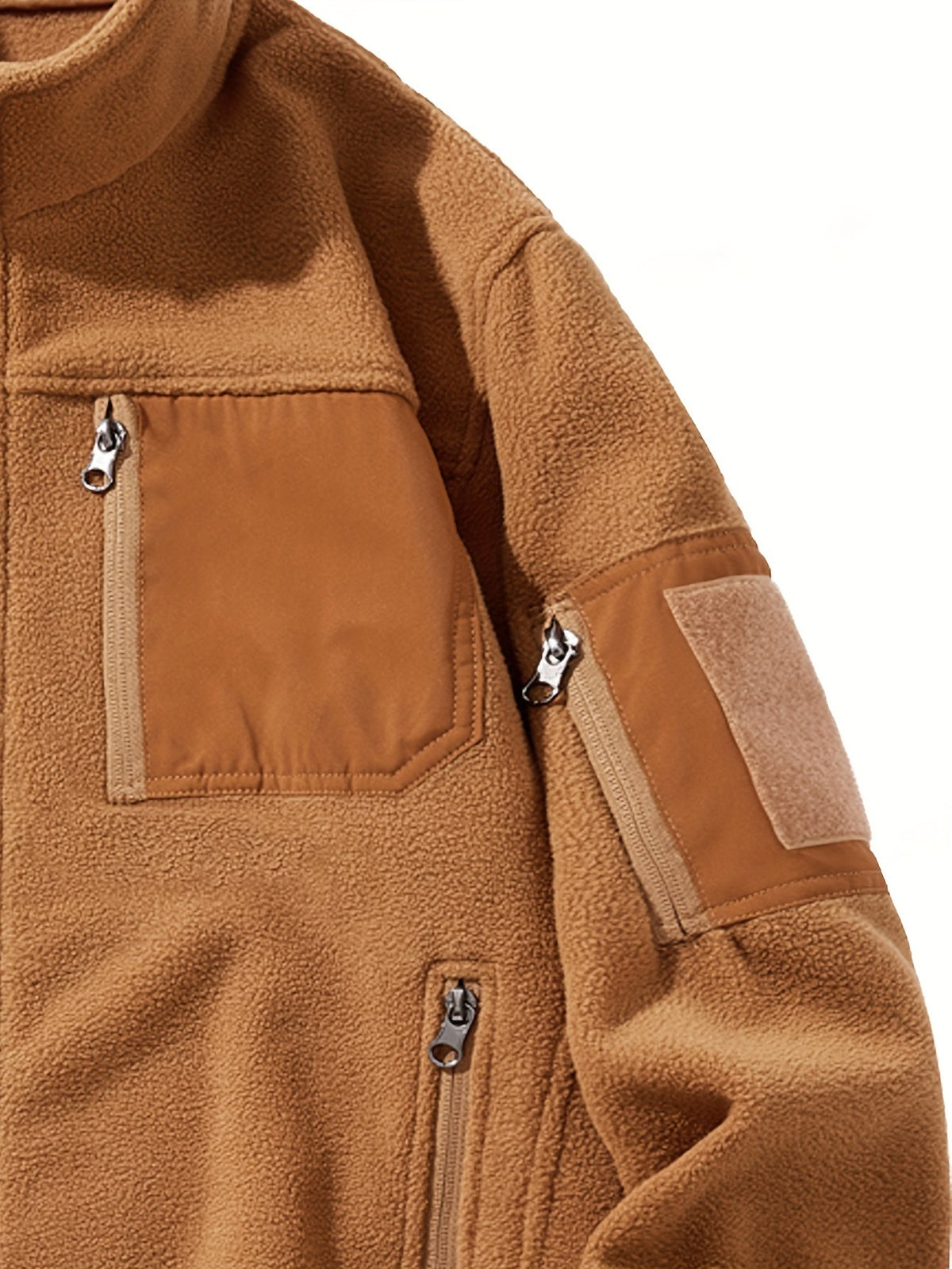 Stylish Fleece Jacket for Men with Stand-Up Collar and Functional Pockets - 9 - Stylewhipped