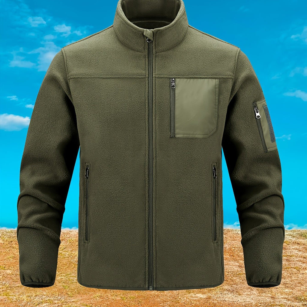 Stylish Fleece Jacket for Men with Stand-Up Collar and Functional Pockets - 10 - Stylewhipped