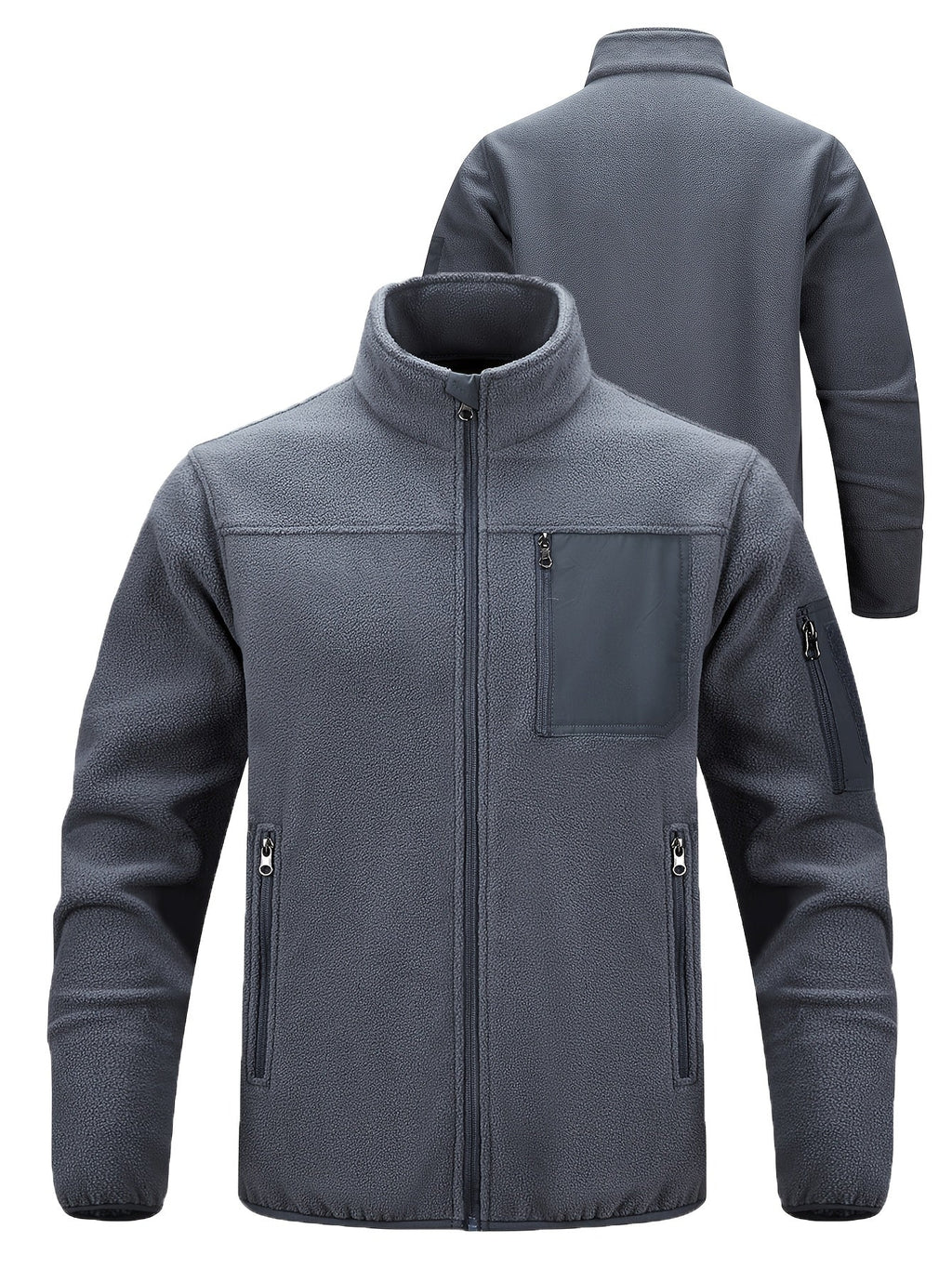 Stylish Fleece Jacket for Men with Stand-Up Collar and Functional Pockets - 21 - Stylewhipped