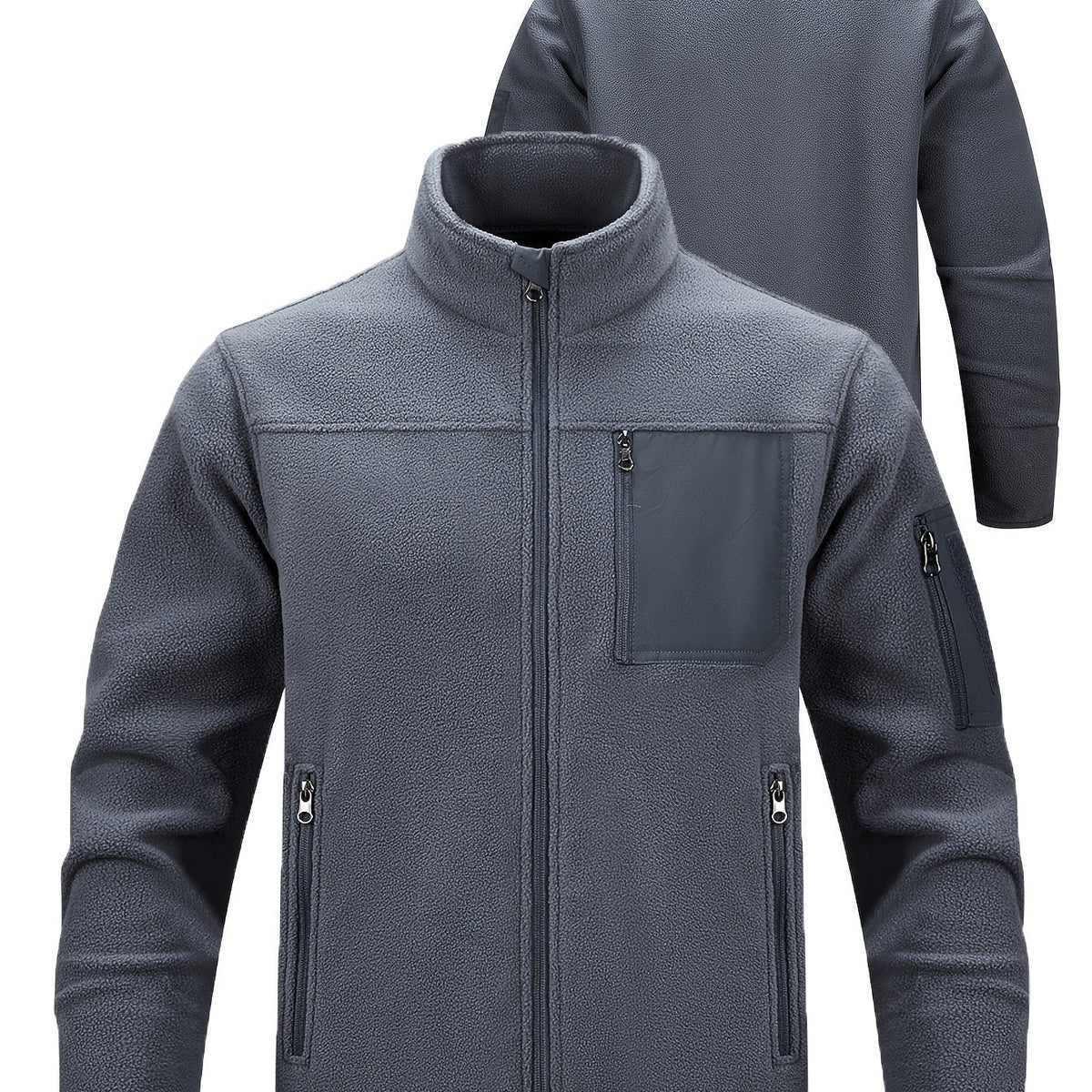 Stylish Fleece Jacket for Men with Stand-Up Collar and Functional Pockets - 22 - Stylewhipped