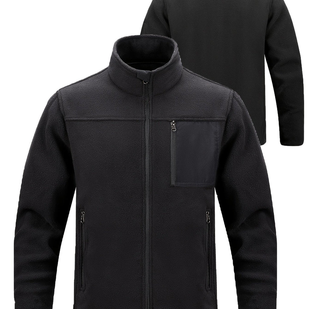 Stylish Fleece Jacket for Men with Stand-Up Collar and Functional Pockets - 28 - Stylewhipped