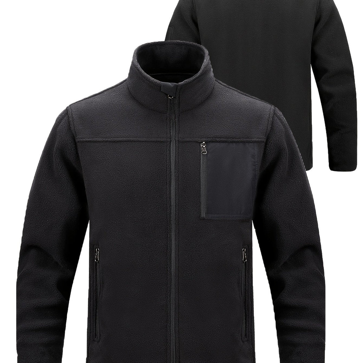 Stylish Fleece Jacket for Men with Stand-Up Collar and Functional Pockets - 28 - Stylewhipped