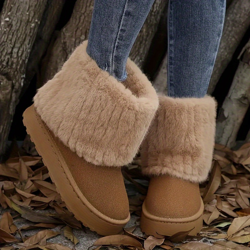Faux Fur Winter Boots for Women with Chunky Sole - 5 - Stylewhipped