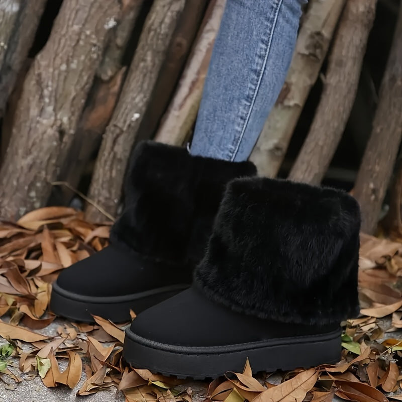 Faux Fur Winter Boots for Women with Chunky Sole - 7 - Stylewhipped