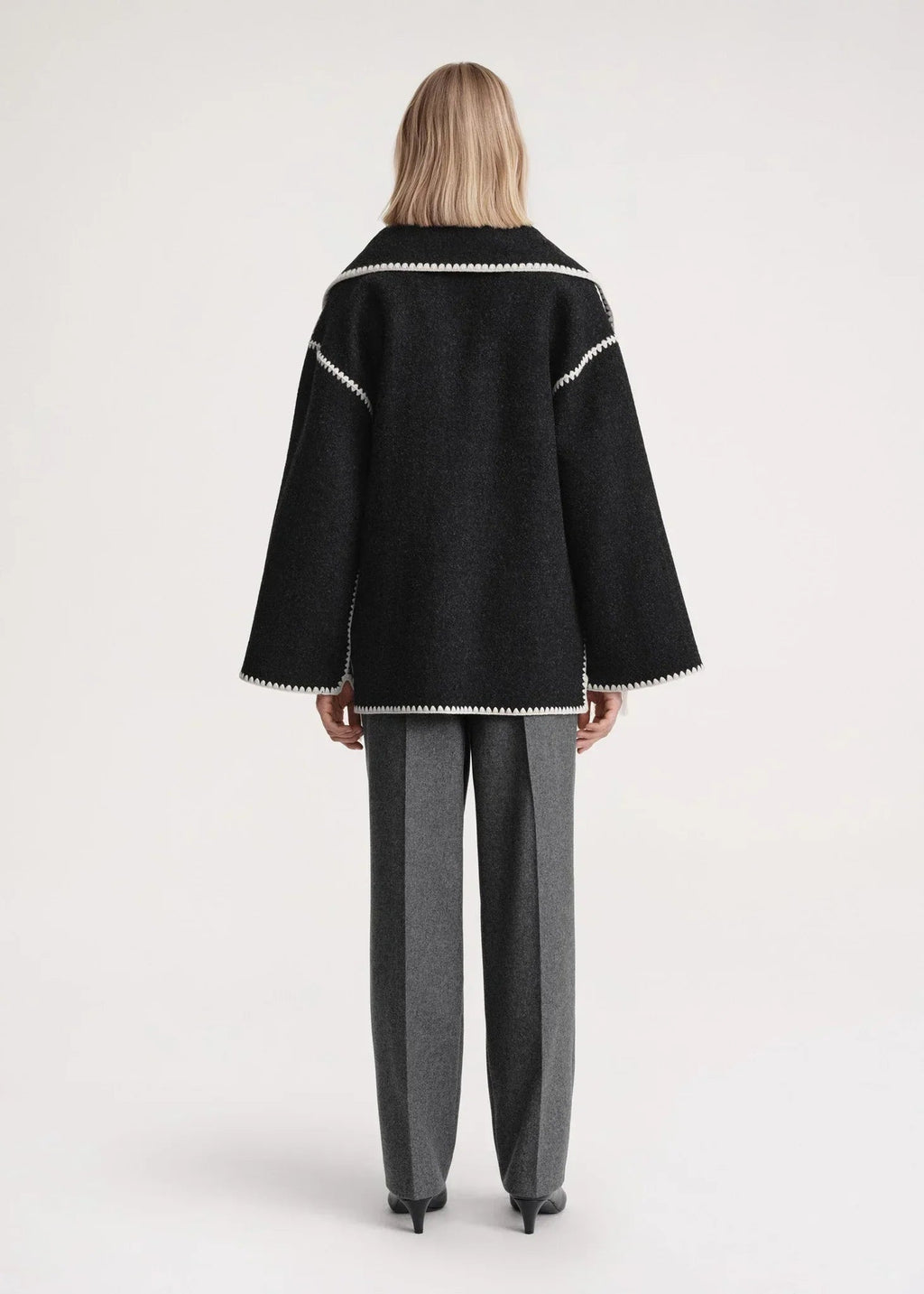 Women's Stylish Wrap Coat with High Collar and Fringe Detail - 15 - Stylewhipped