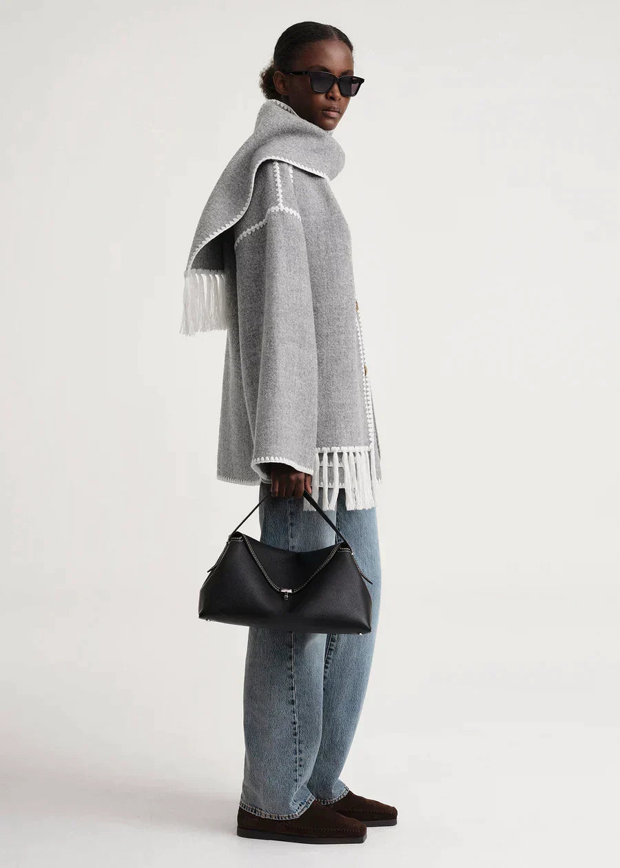Women's Stylish Wrap Coat with High Collar and Fringe Detail - 17 - Stylewhipped
