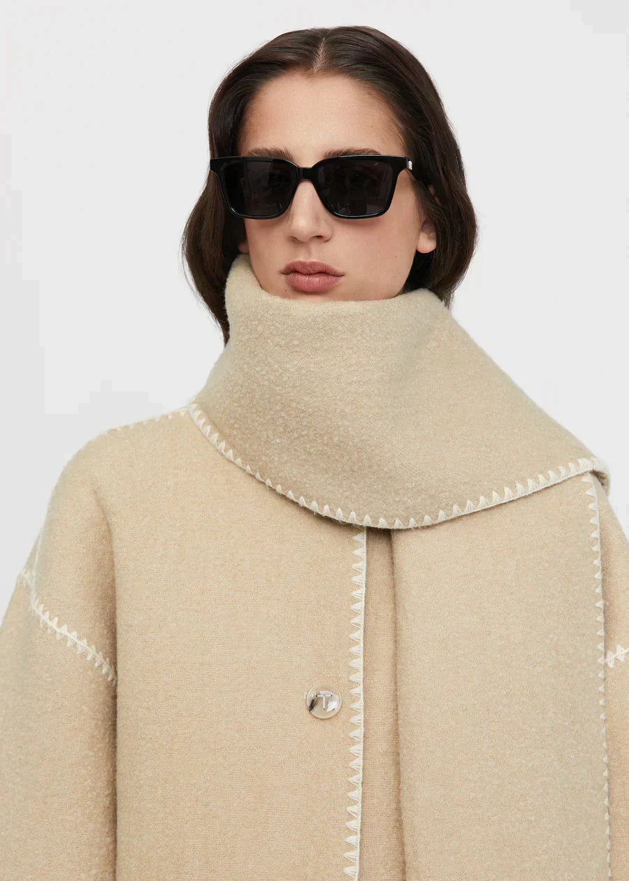 Women's Stylish Wrap Coat with High Collar and Fringe Detail - 21 - Stylewhipped