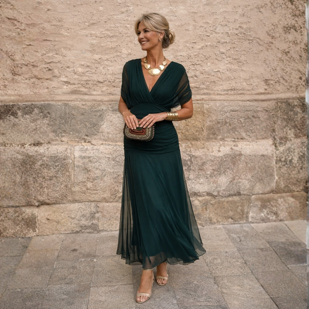Maxi Dress for Women with Off-Shoulder Design and Flattering Wrap Effect - 1 - Stylewhipped