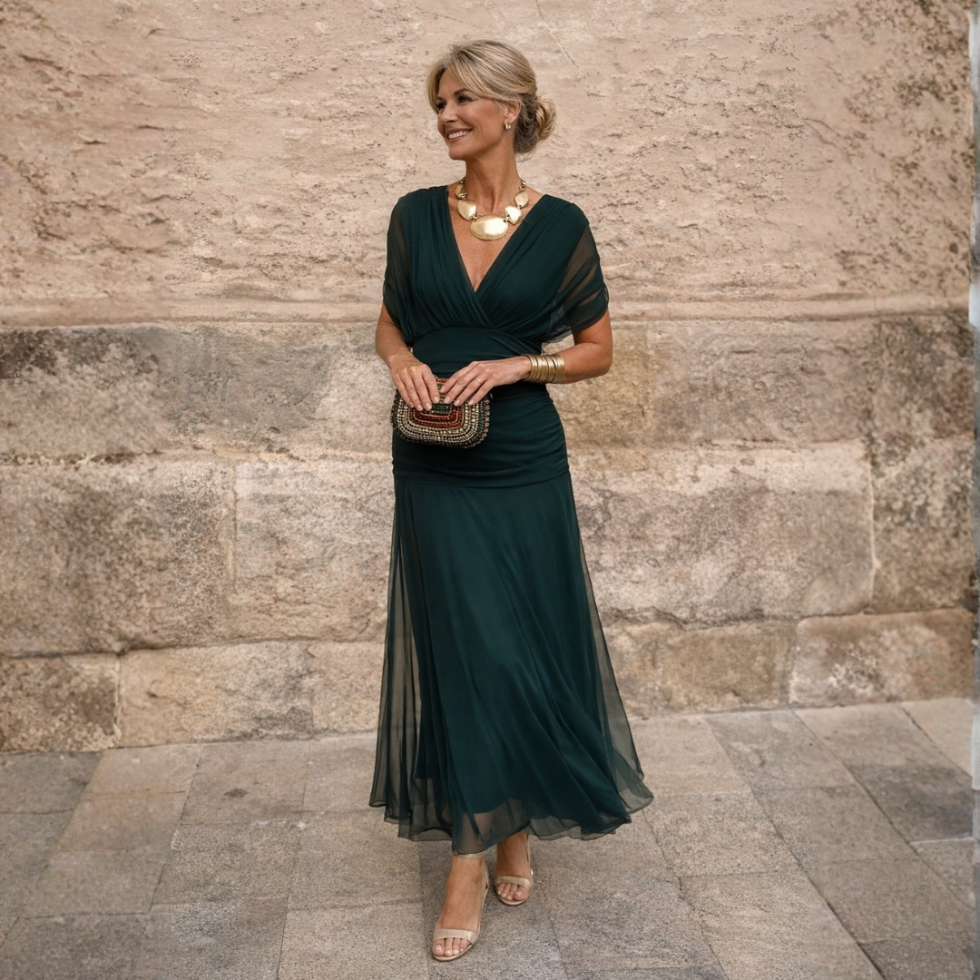 Maxi Dress for Women with Off-Shoulder Design and Flattering Wrap Effect - 1 - Stylewhipped