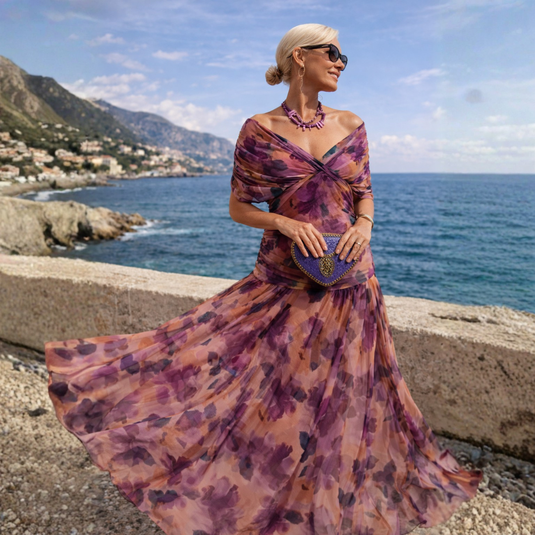 Maxi Dress for Women with Off-Shoulder Design and Flattering Wrap Effect - 2 - Stylewhipped