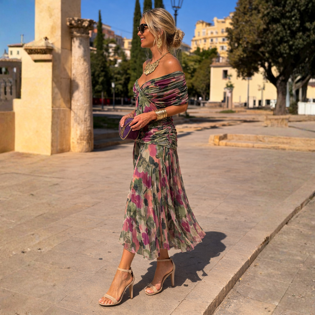 Maxi Dress for Women with Off-Shoulder Design and Flattering Wrap Effect - 4 - Stylewhipped