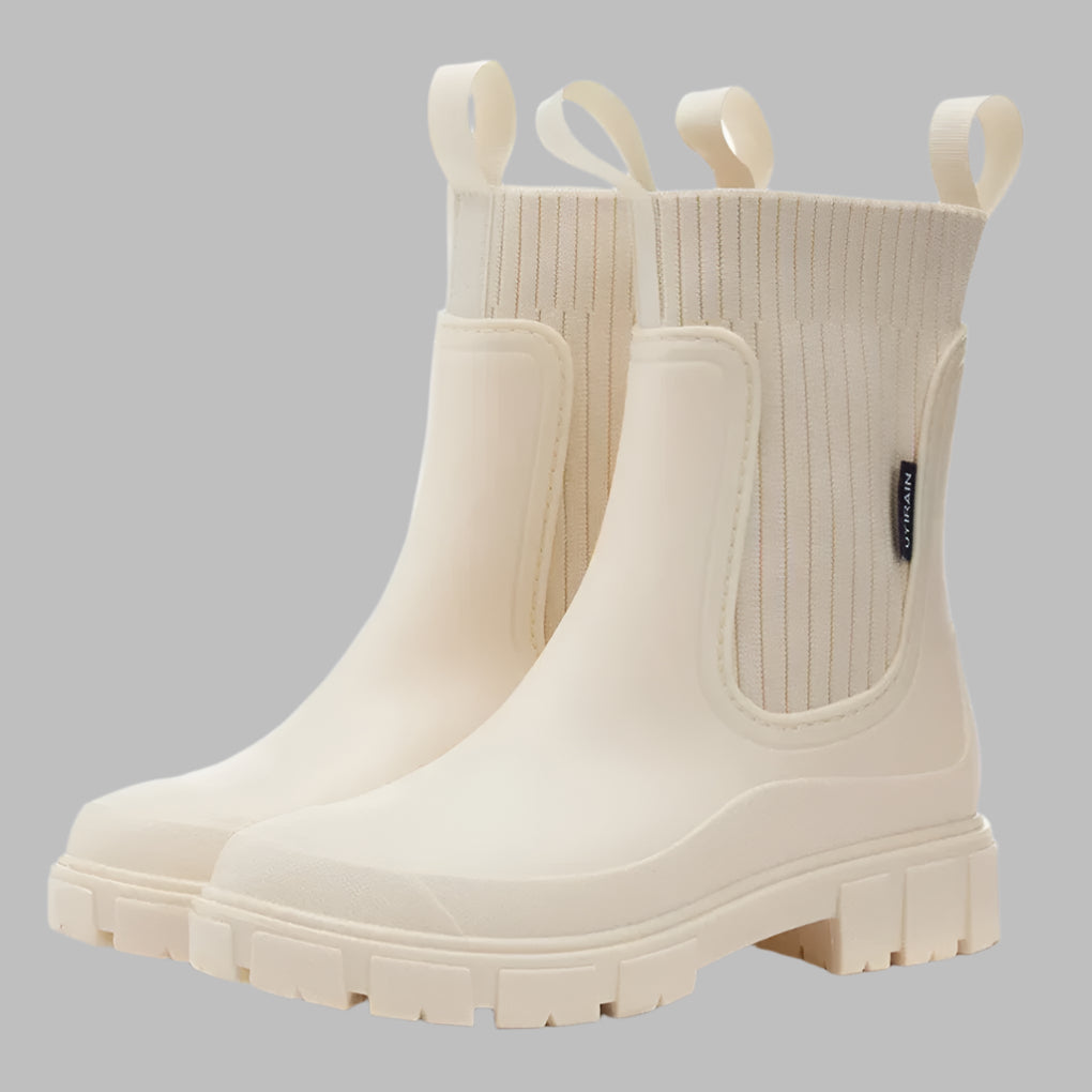 Women's Chelsea Boots with Stretch Panels and Chunky Sole - 3 - Stylewhipped