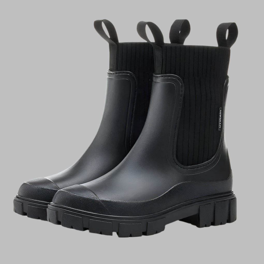 Women's Chelsea Boots with Stretch Panels and Chunky Sole - 5 - Stylewhipped