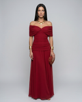 Evening Dress Women's Off-Shoulder Maxi with Ruched Detail - 1 - Stylewhipped