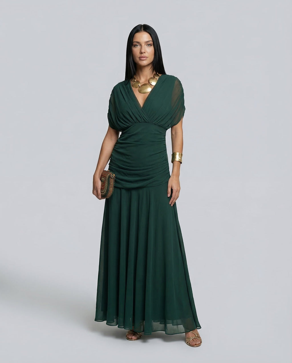 Evening Dress Women's Off-Shoulder Maxi with Ruched Detail - 14 - Stylewhipped