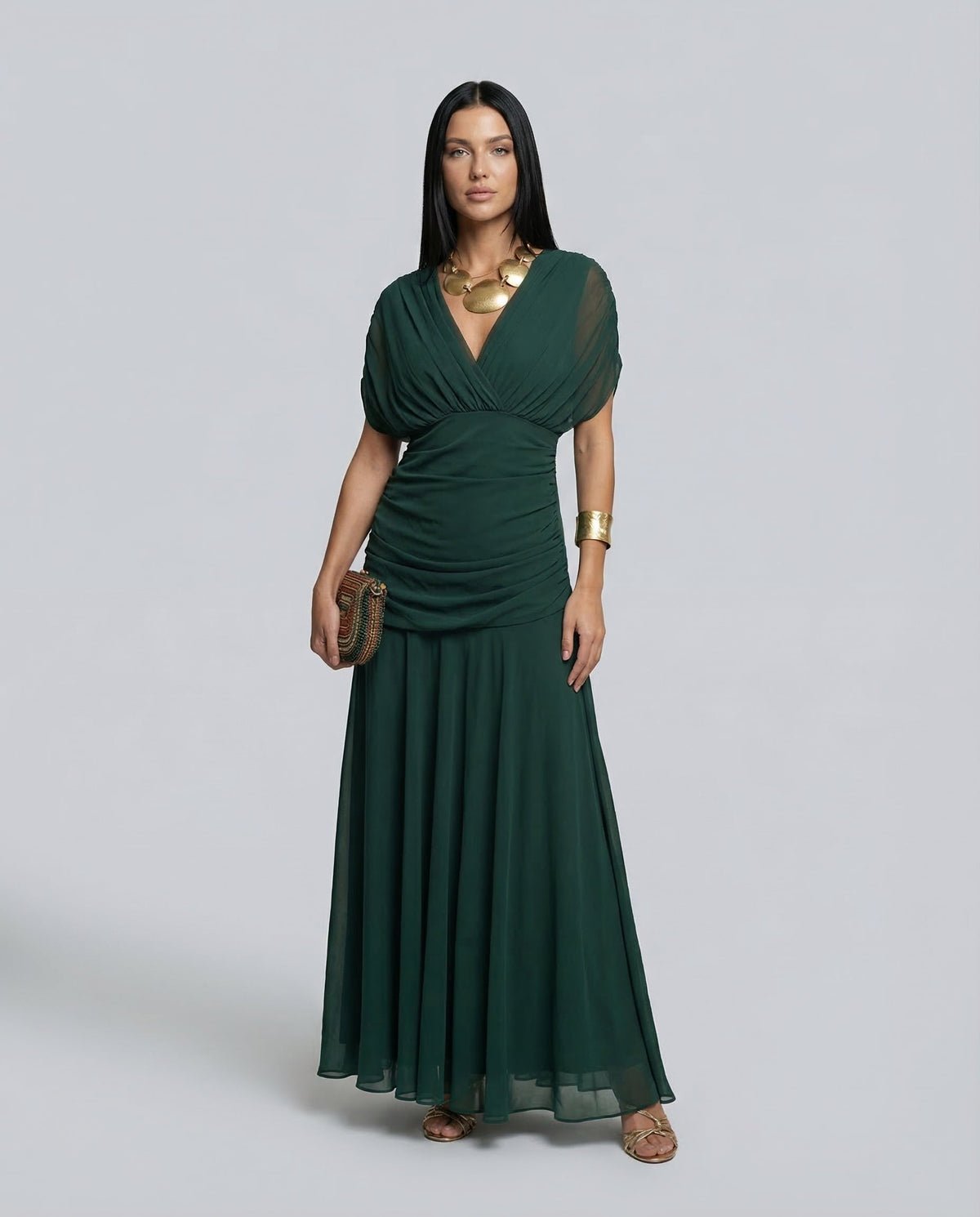 Evening Dress Women's Off-Shoulder Maxi with Ruched Detail - 14 - Stylewhipped