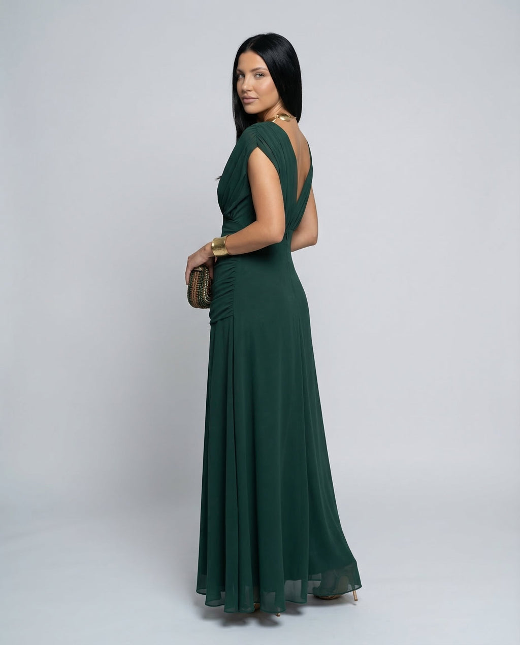 Evening Dress Women's Off-Shoulder Maxi with Ruched Detail - 18 - Stylewhipped